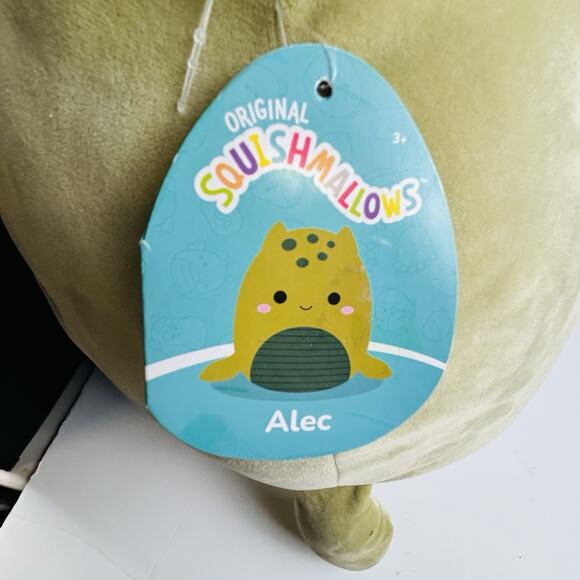 Squishmallows -Alec the Sea Monster Large Olive Green 16" - Picture 9 of 16